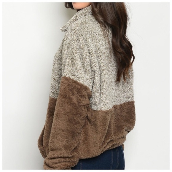 🆕Brown /Off Wht soft fleece jacket/sweater - Picture 3 of 4